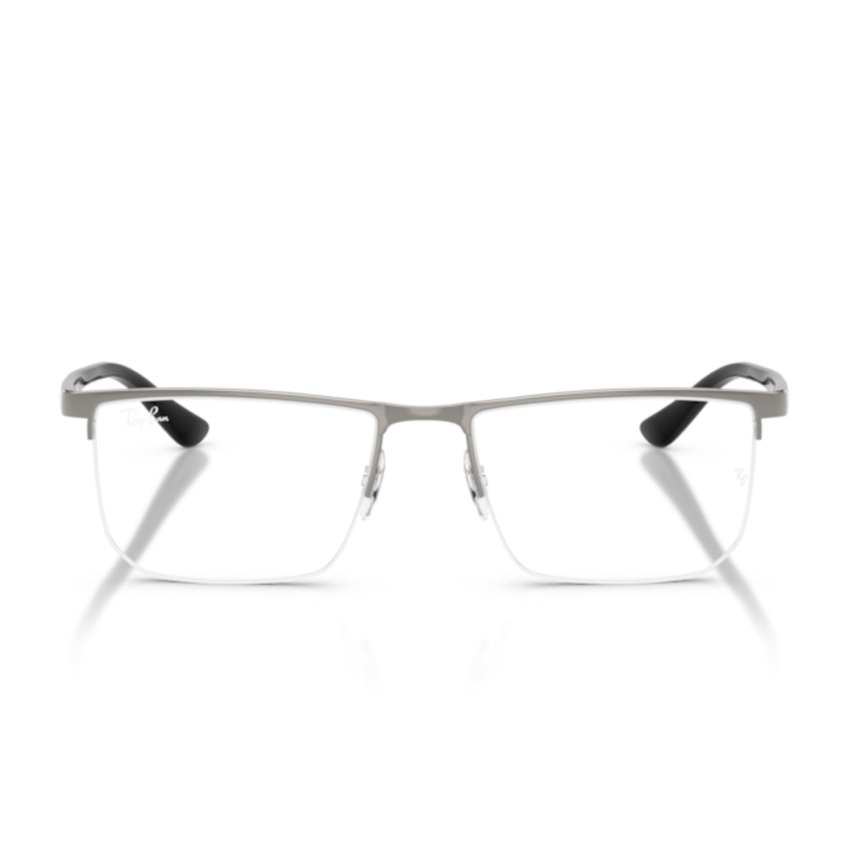 Ray-Ban RX6555I gunmetal rectangle eyeglasses, half-rim metal and plastic frame