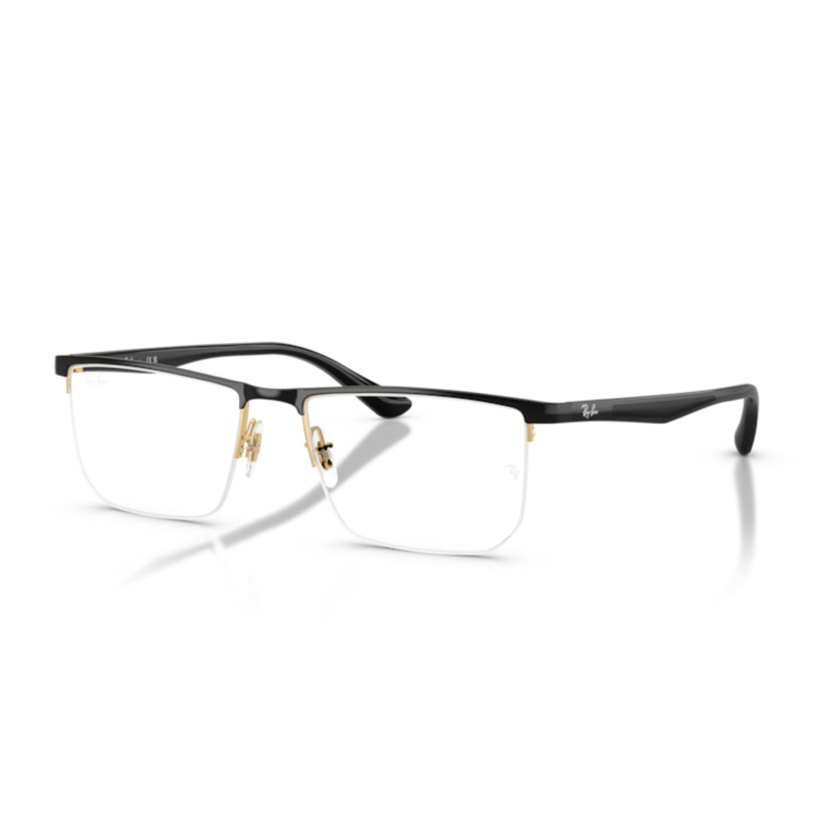 Ray-Ban RX6555I black & gold rectangle eyeglasses with metal and plastic frame