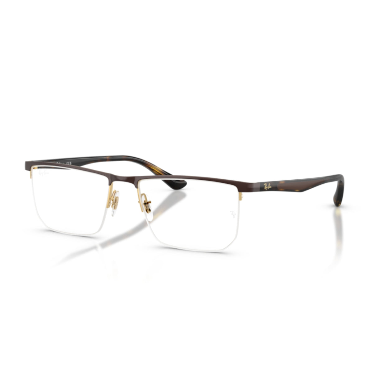 Ray-Ban RX6555I matte brown on arista rectangle eyeglasses with metal and plastic frame