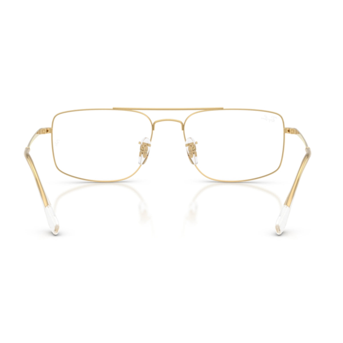 Ray-Ban RX6579 arista gold square eyeglasses, back view of the frame and temples