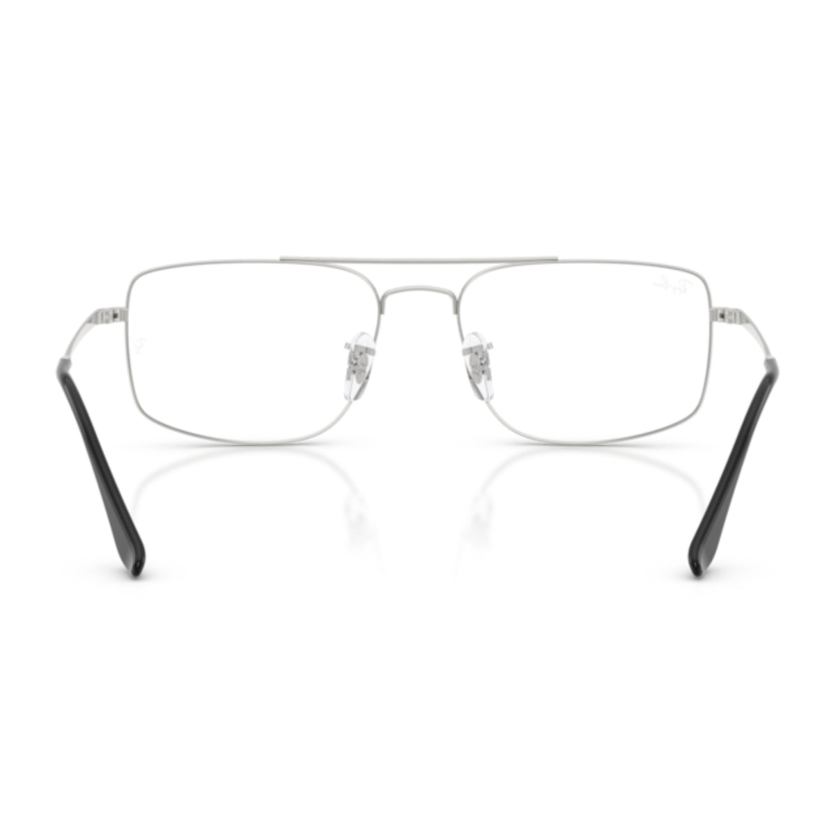 Ray-Ban RX6579 silver square eyeglasses, back view of the frame and temples