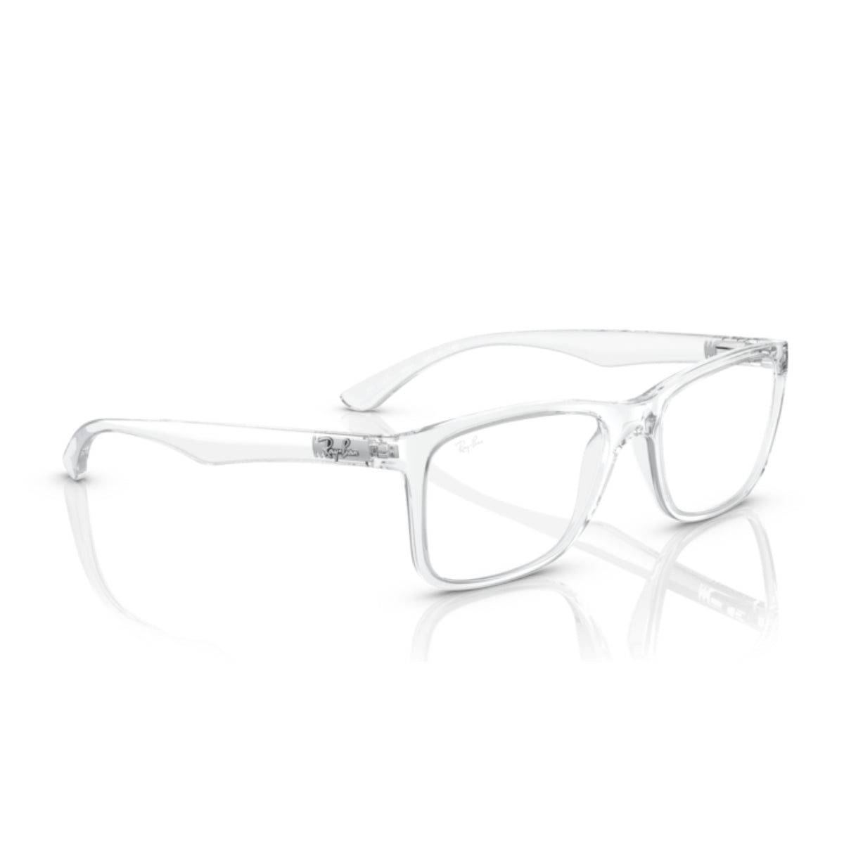 Ray-Ban RX7027I transparent square eyeglasses, angled view