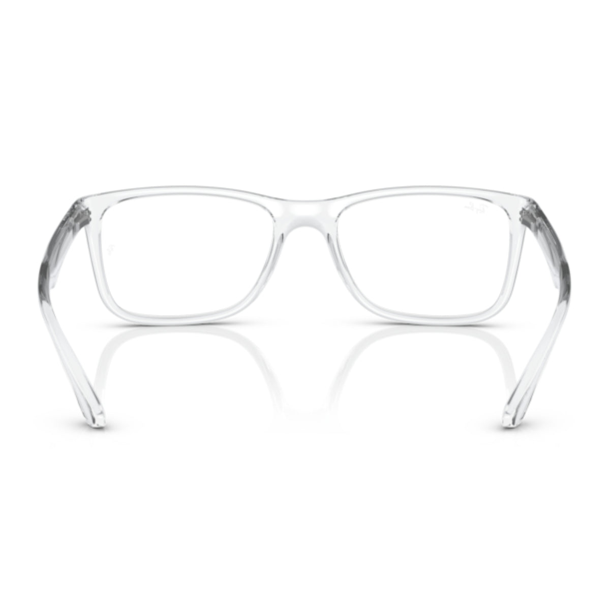 Ray-Ban RX7027I transparent square eyeglasses, back view of the frame and temples