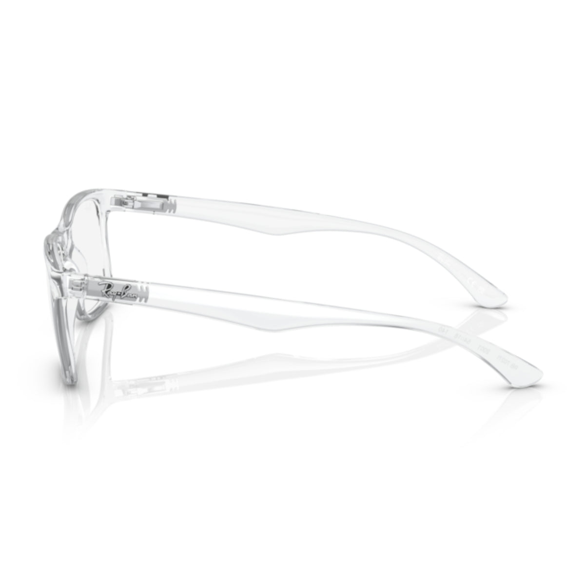 Ray-Ban RX7027I transparent square eyeglasses, side view of the temple