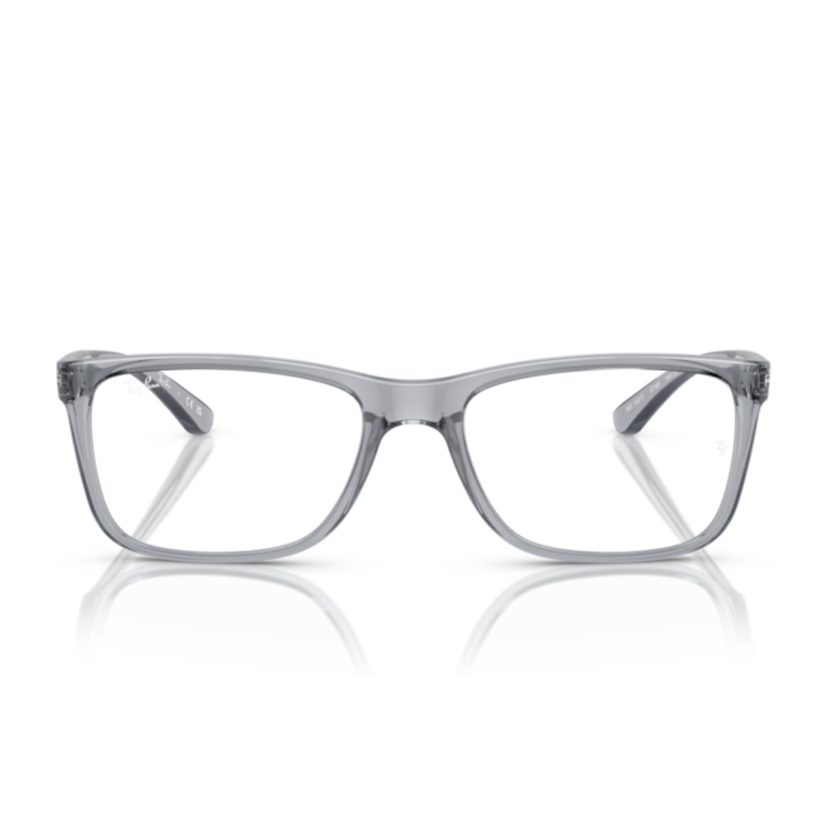 Ray-Ban RX7027I transparent grey square eyeglasses, full-rim lightweight frame