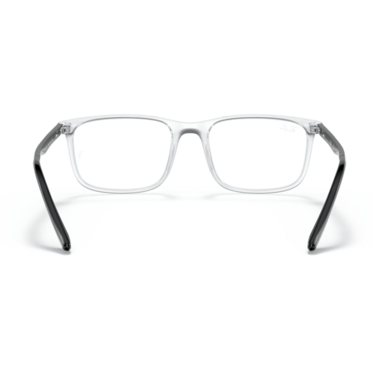 Ray-Ban RX7170I transparent rectangle eyeglasses, back view of the frame and temples