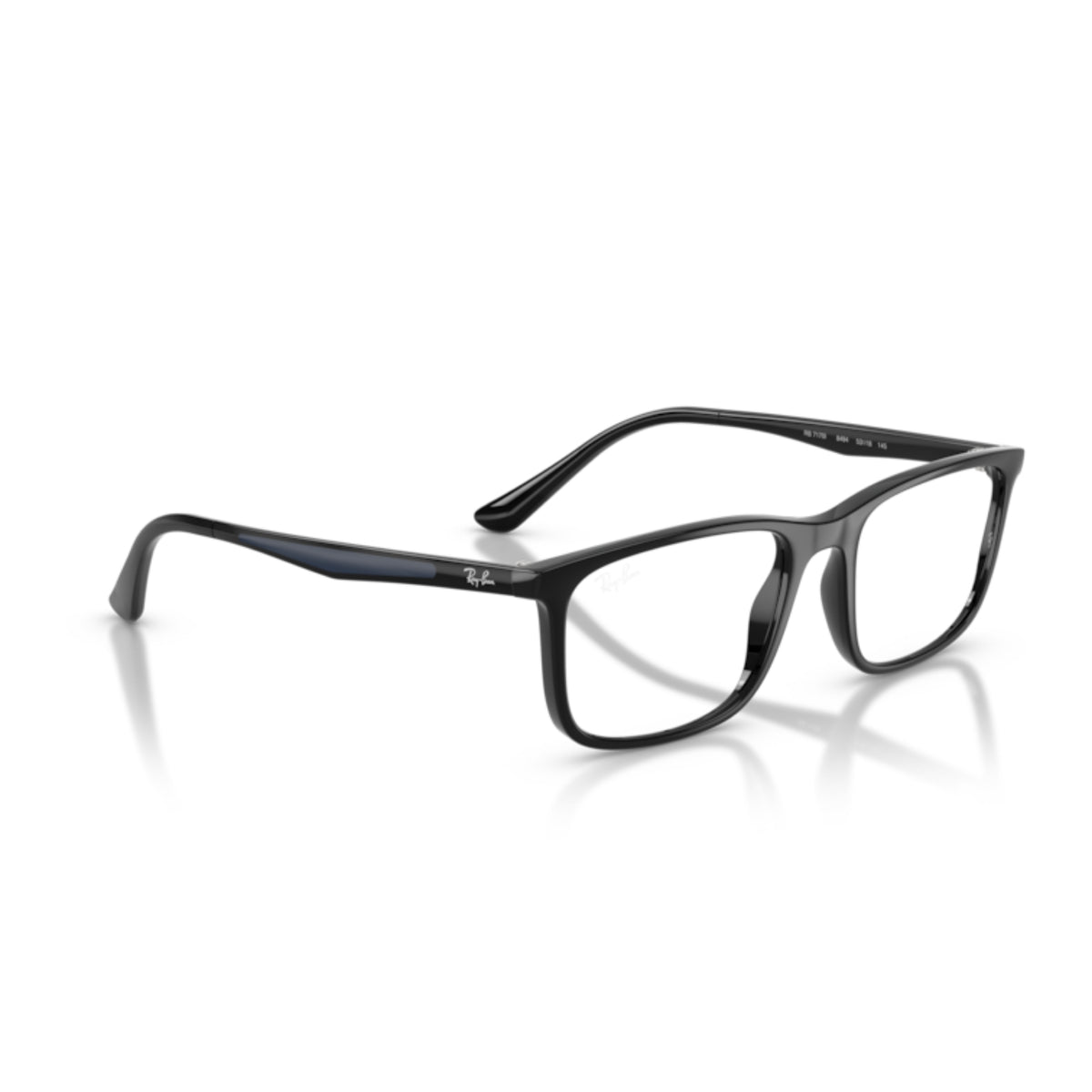Ray-Ban RX7170I black rectangle eyeglasses, angled view