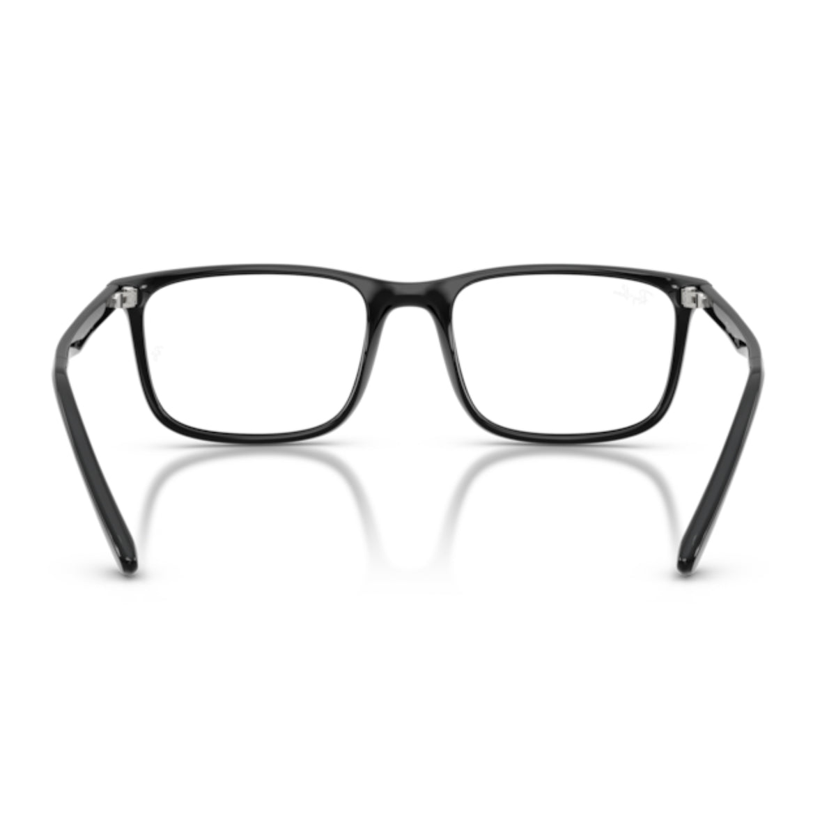 Ray-Ban RX7170I black rectangle eyeglasses, back view of the frame and temples