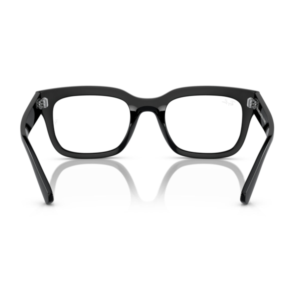 Ray-Ban RX7217 black rectangle eyeglasses, back view of the frame and temples