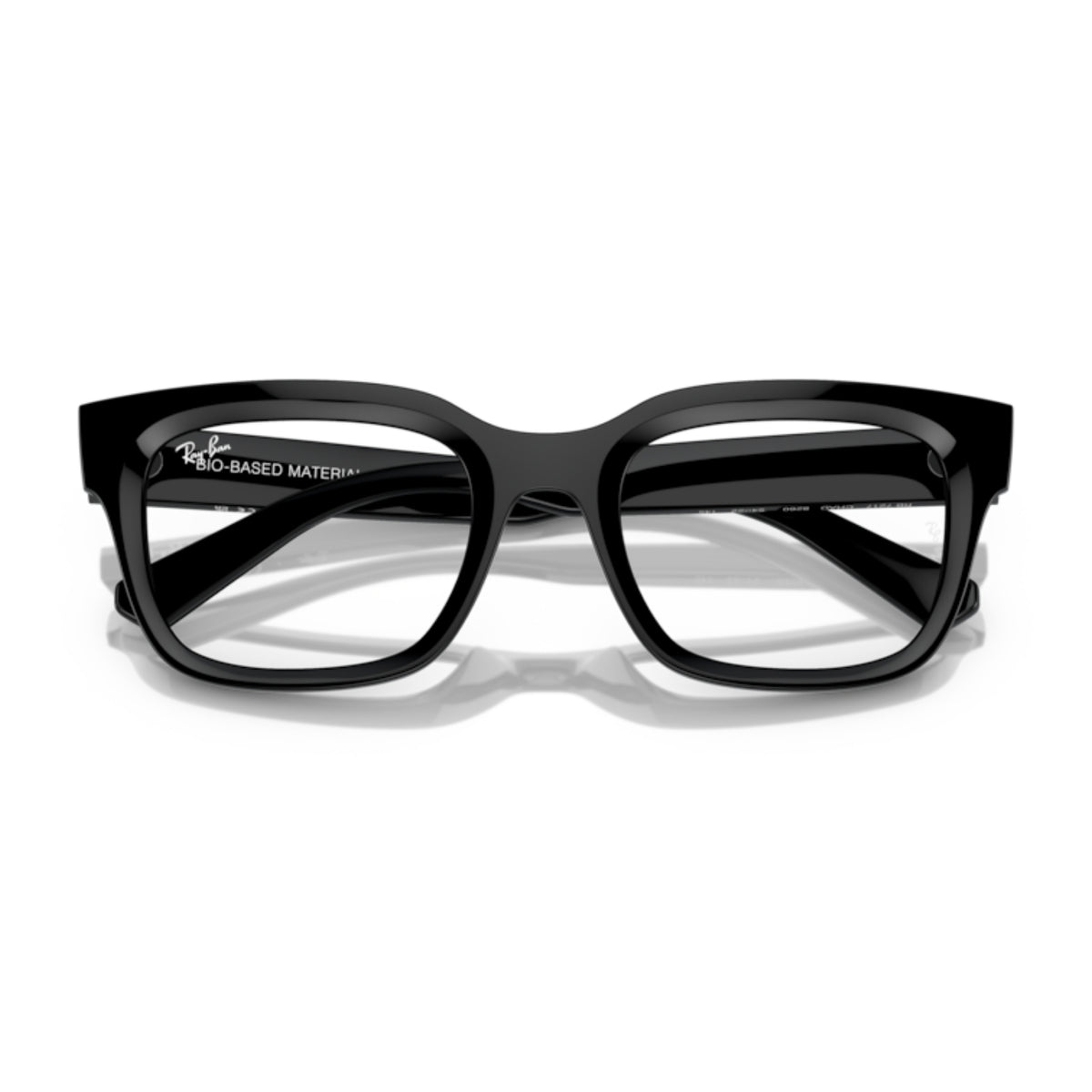 Ray-Ban RX7217 black rectangle eyeglasses, front view with the temples folded