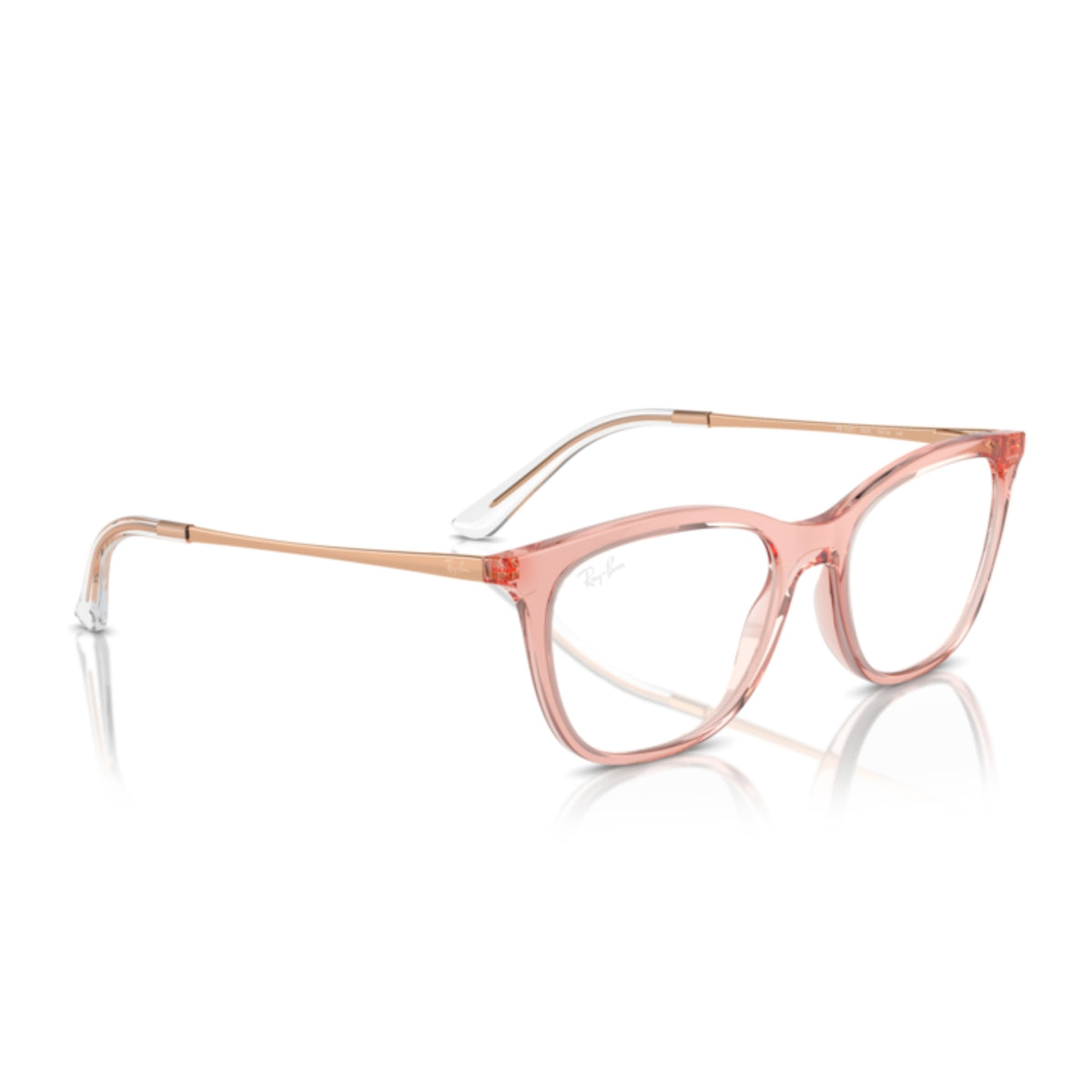 Ray-Ban RX7237I light brown square eyeglasses, angled view