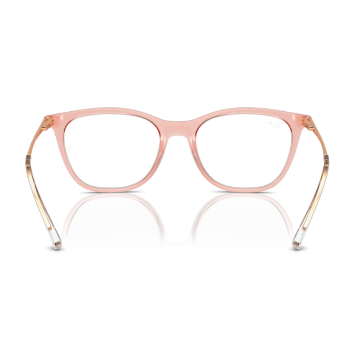 Ray-Ban RX7237I light brown square eyeglasses, back view of the frame and temples