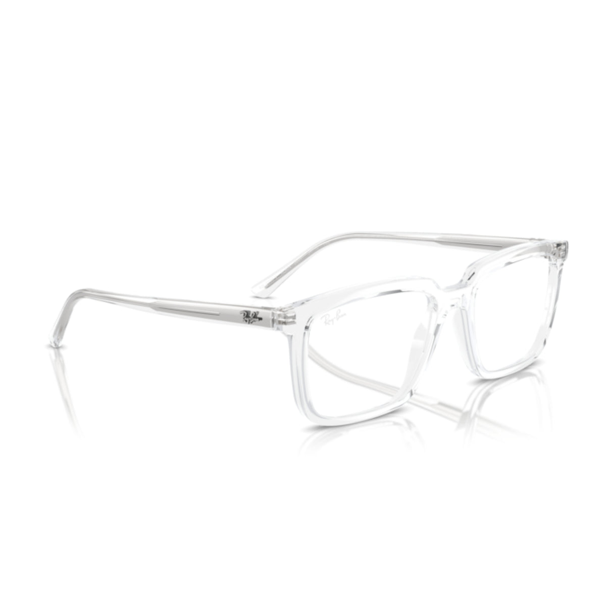 Ray-Ban RX7239 transparent rectangle eyeglasses, angled view