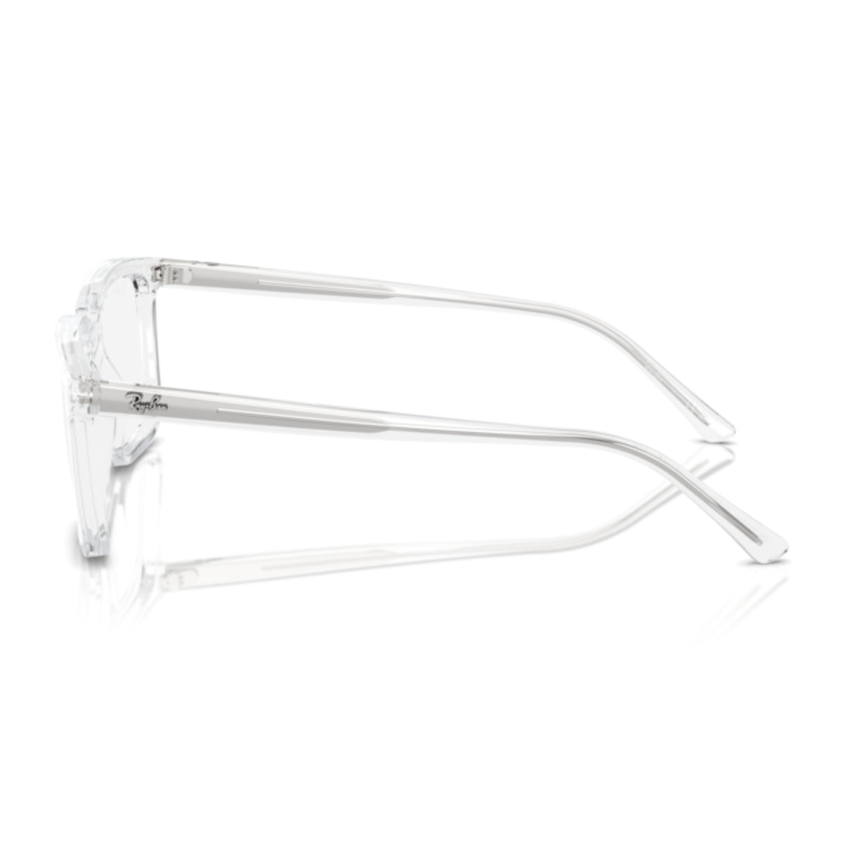 Ray-Ban RX7239 transparent rectangle eyeglasses, side view of the temple