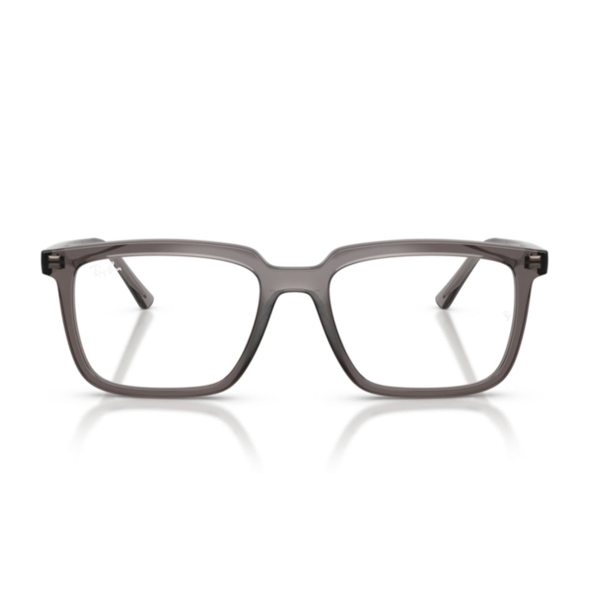 Ray-Ban RX7239 transparent grey rectangle eyeglasses, full-rim plastic frame