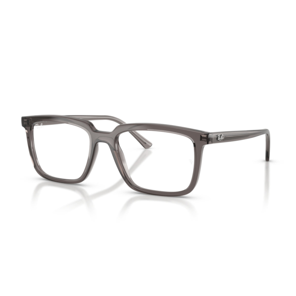 Ray-Ban RX7239 transparent grey rectangle eyeglasses with plastic frame