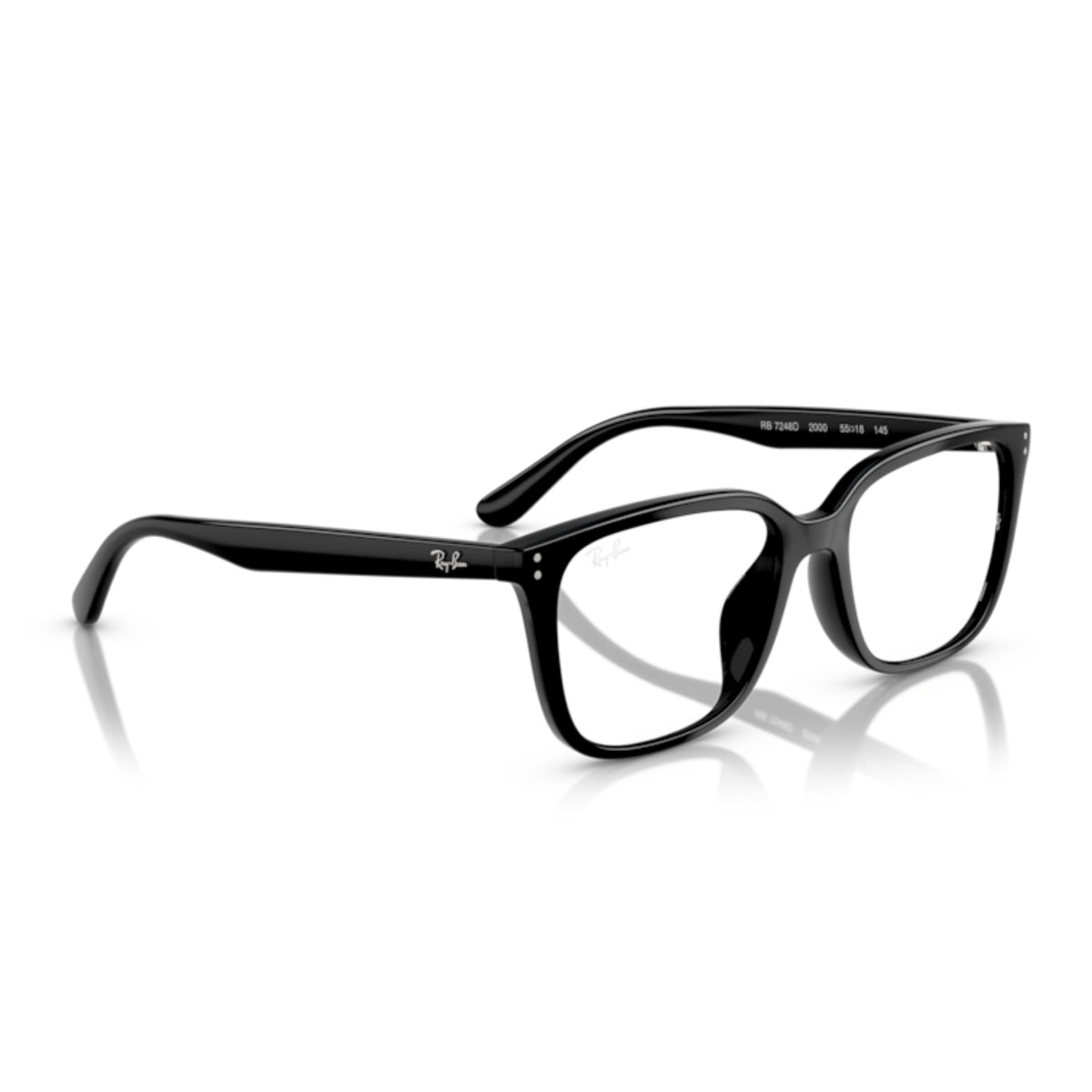 Ray-Ban RX7248D black square eyeglasses, angled view