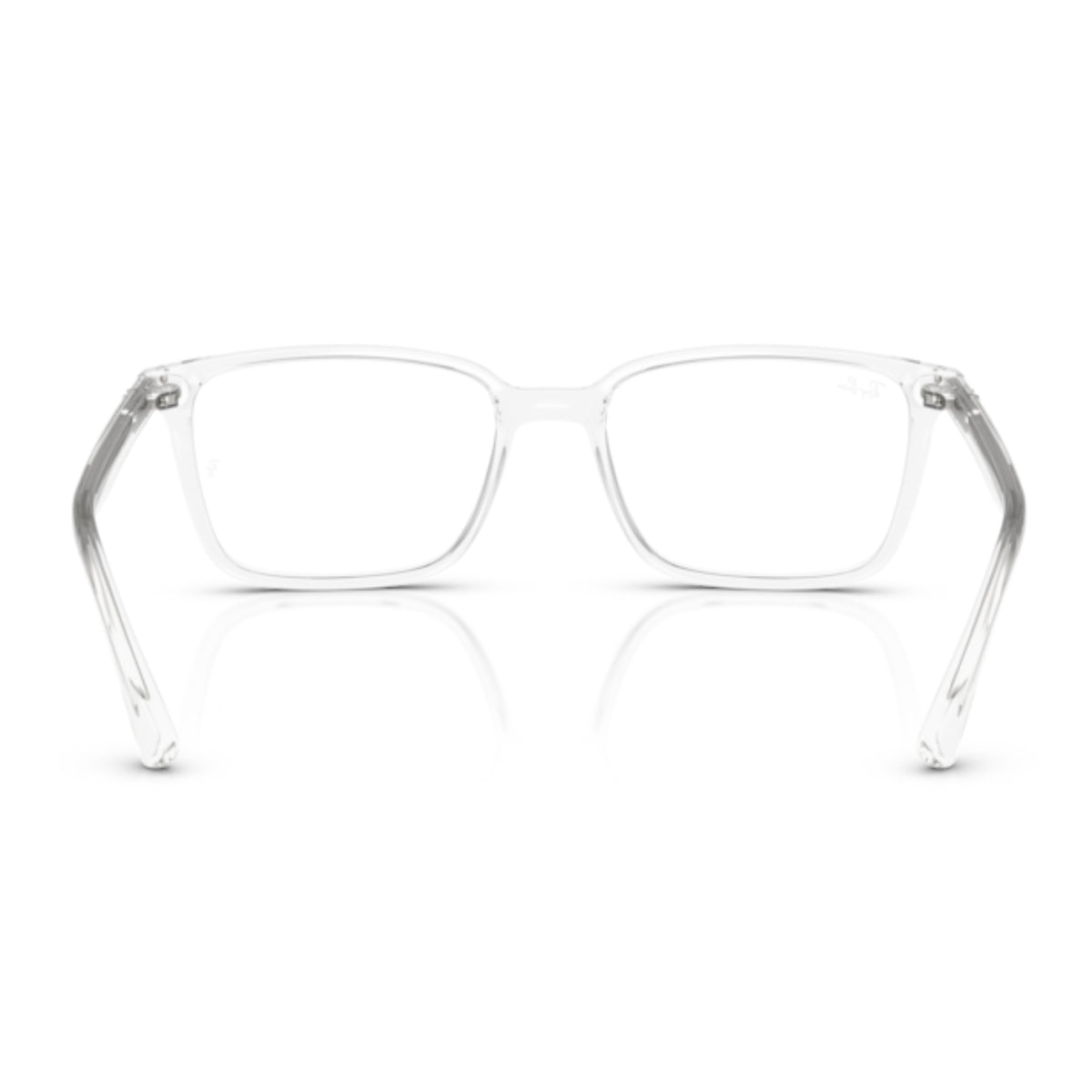 Ray-Ban RX7249I transparent rectangle eyeglasses, back view of the frame and temples