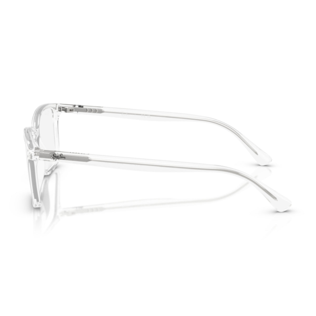 Ray-Ban RX7249I transparent rectangle eyeglasses, side view of the temple