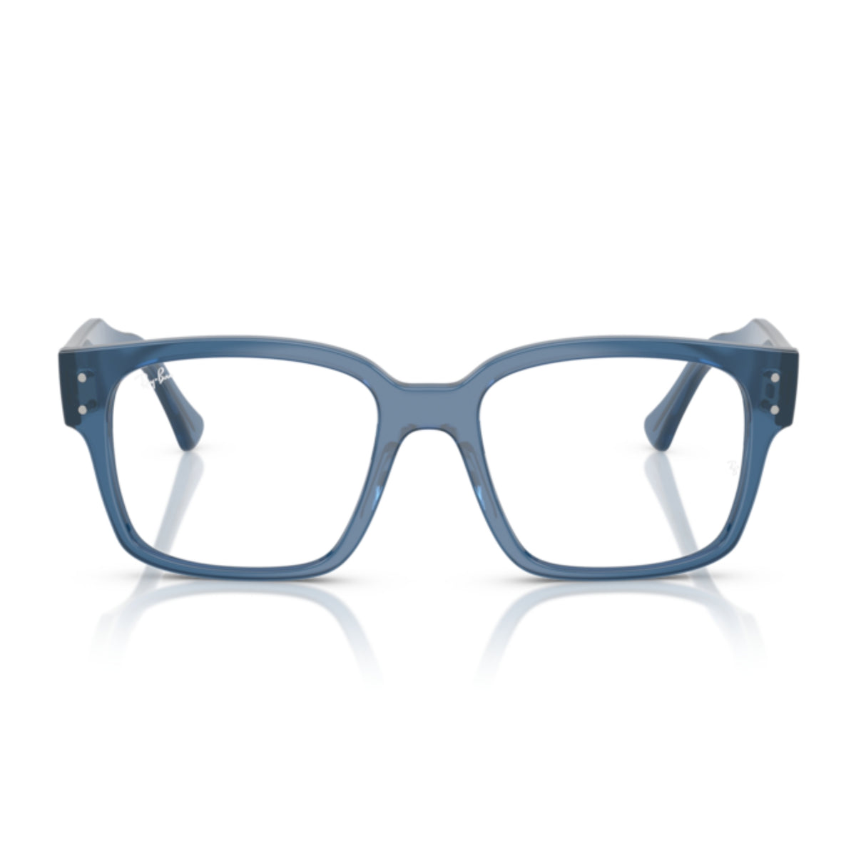Ray-Ban RX7256 transparent blue square eyeglasses, full-rim acetate frame