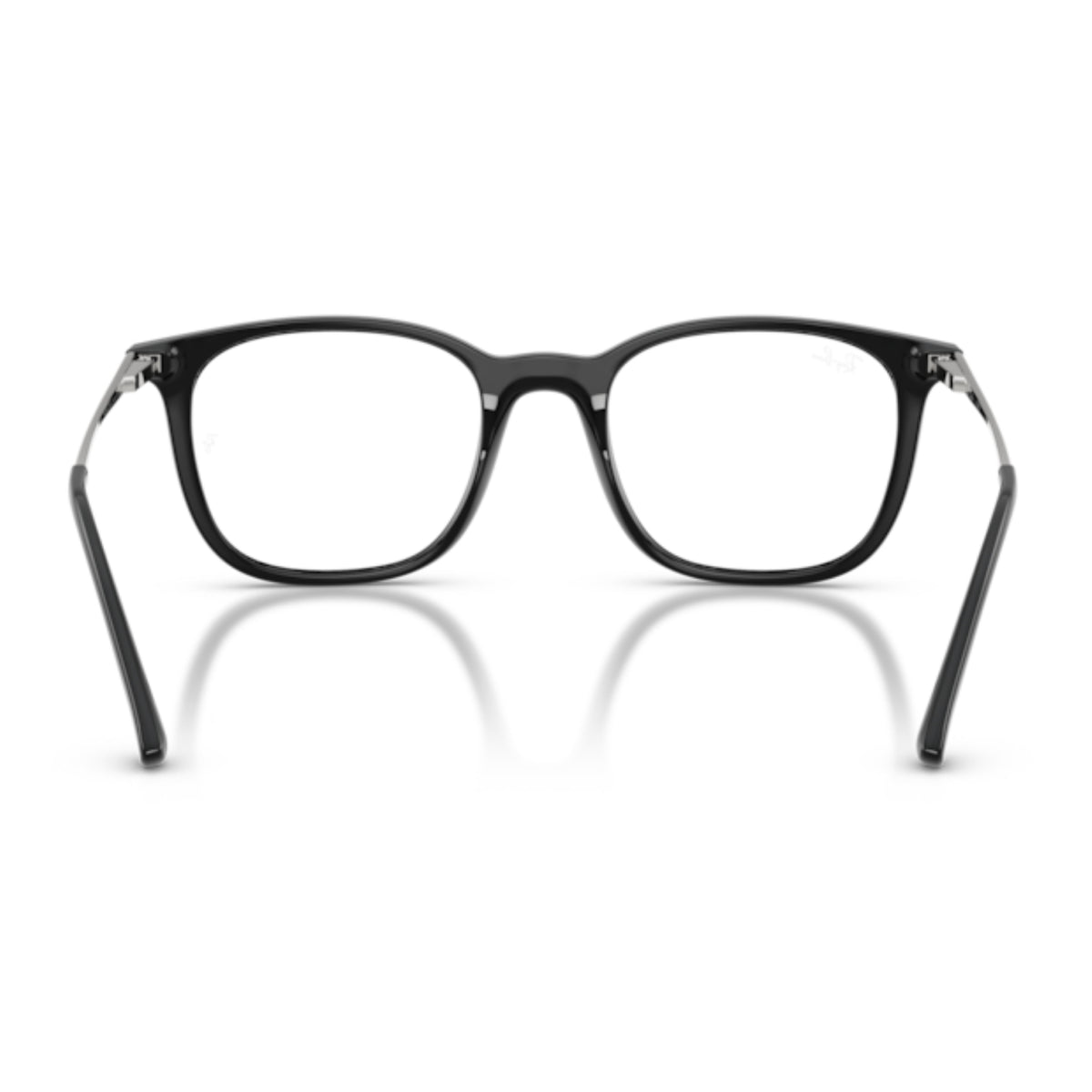 Ray-Ban RX7263I black square eyeglasses, back view of the frame and temples