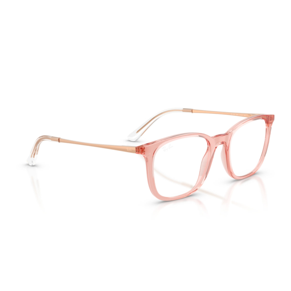 Ray-Ban RX7263I light brown square eyeglasses, angled view