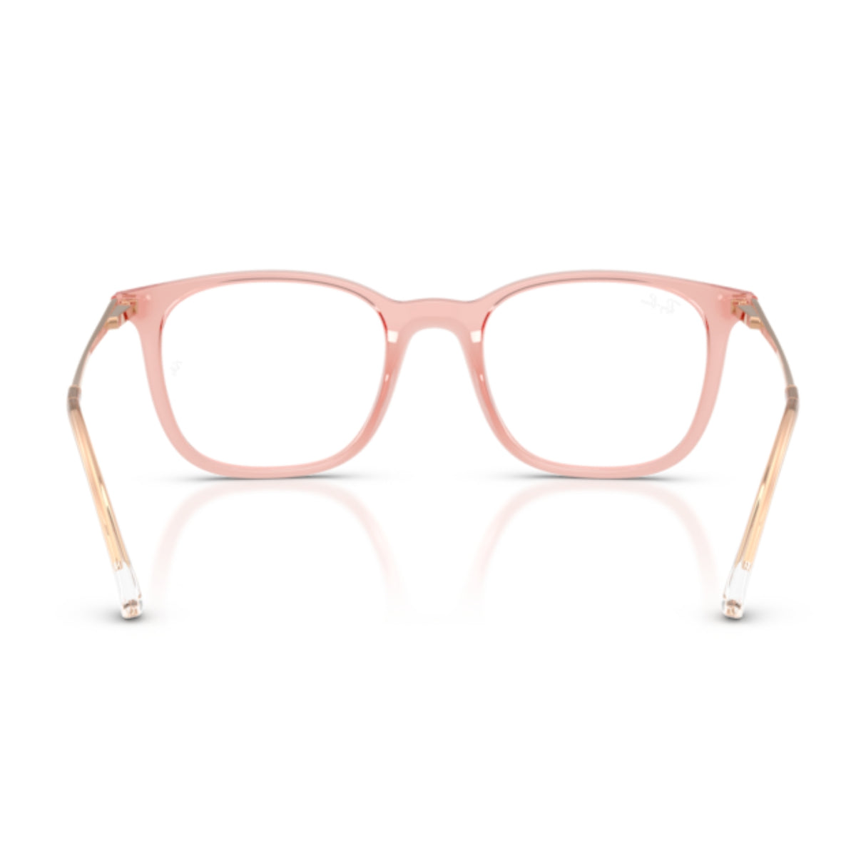 Ray-Ban RX7263I light brown square eyeglasses, back view of the frame and temples
