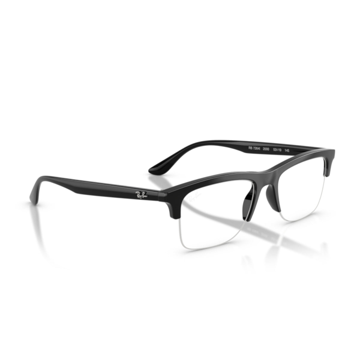 Ray-Ban RX7264I black rectangle eyeglasses, angled view