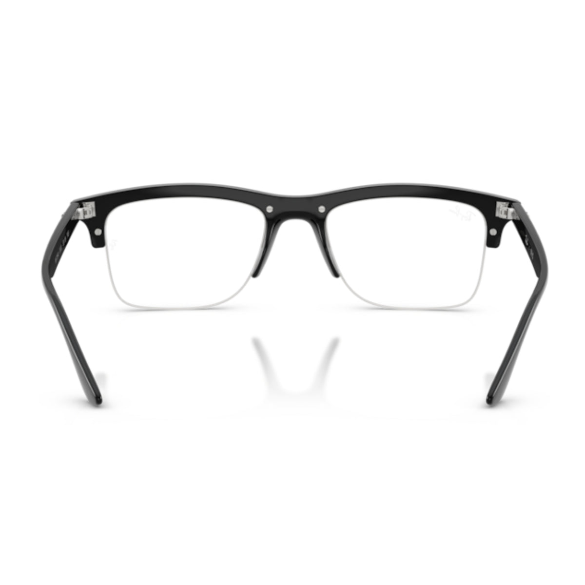 Ray-Ban RX7264I black rectangle eyeglasses, back view of the frame and temples