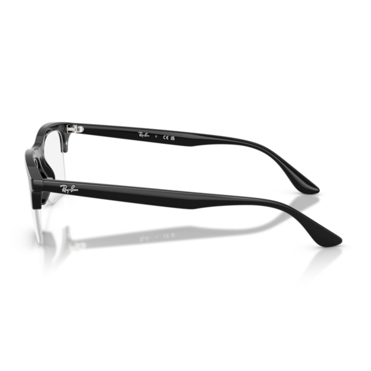 Ray-Ban RX7264I black rectangle eyeglasses, side view of the temple