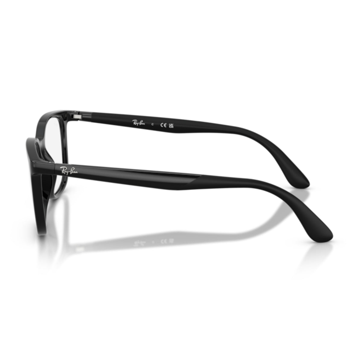 Ray-Ban RX7267I black square eyeglasses, side view of the temple