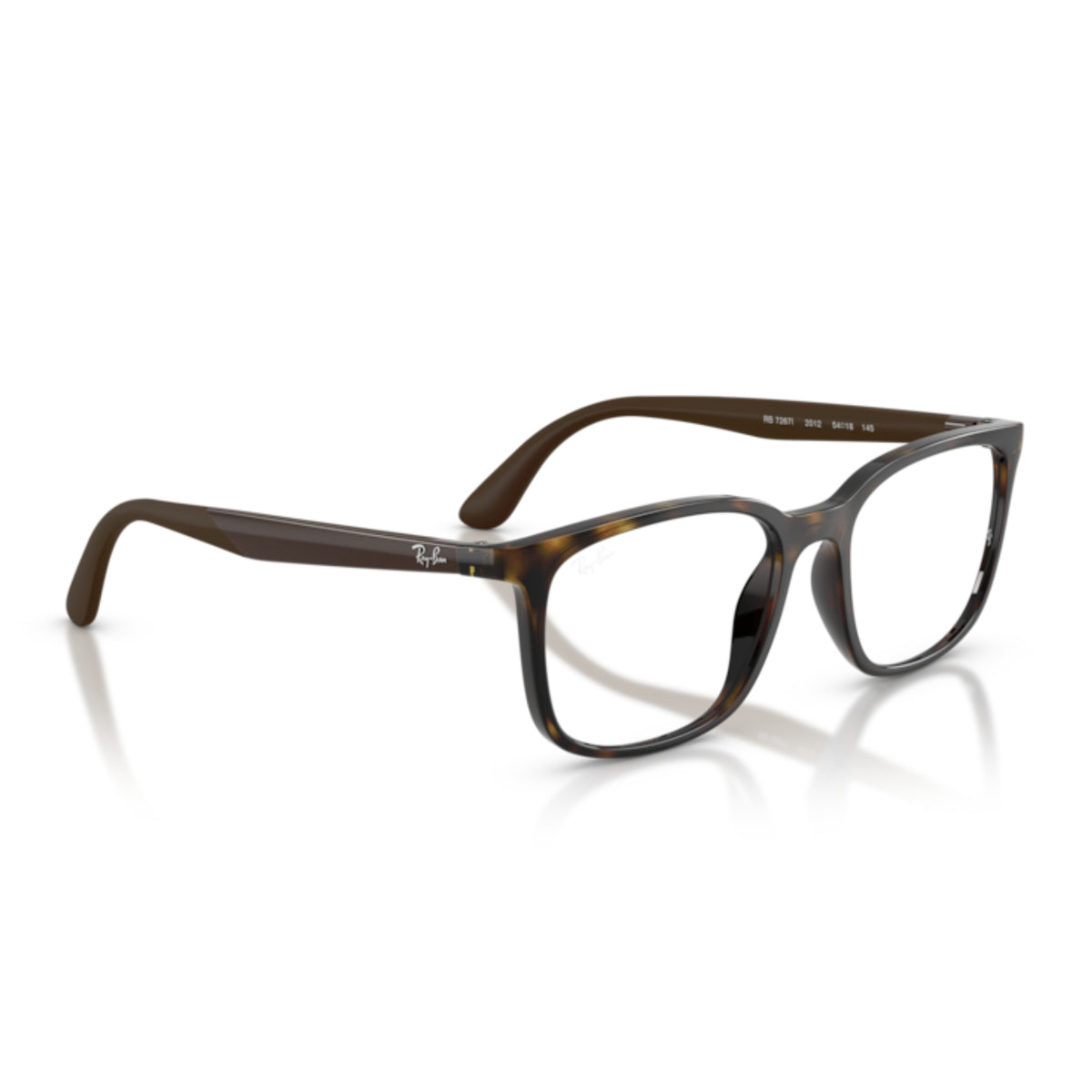 Ray-Ban RX7267I havana square eyeglasses, angled view