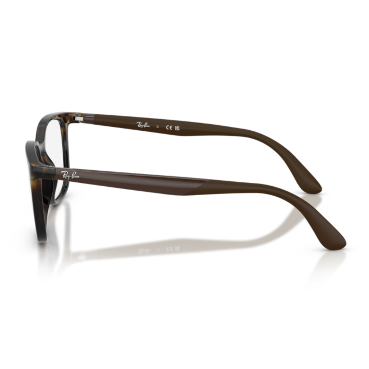 Ray-Ban RX7267I havana square eyeglasses, side view of the temple