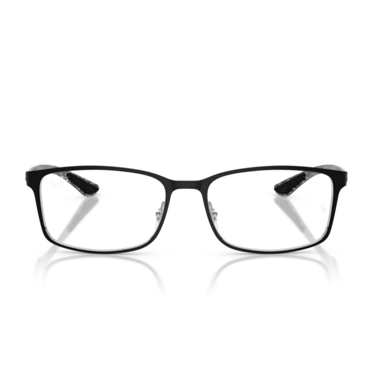 Ray-Ban RX8424 matte black & silver rectangle eyeglasses, full-rim metal frame