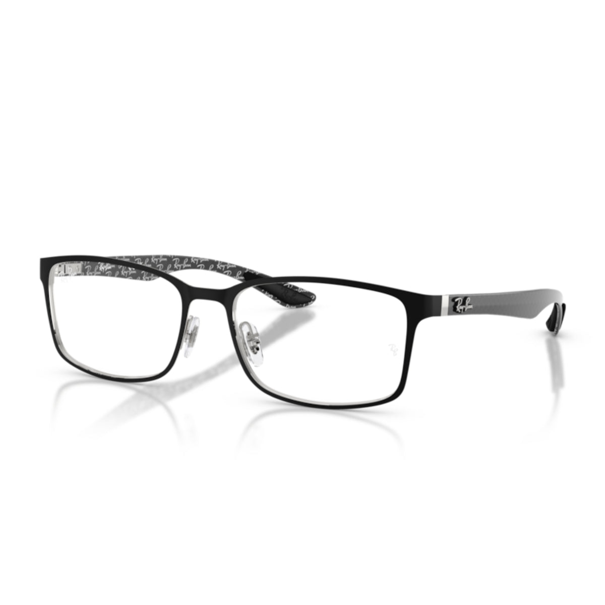 Ray-Ban RX8424 matte black & silver rectangle eyeglasses with metal frame