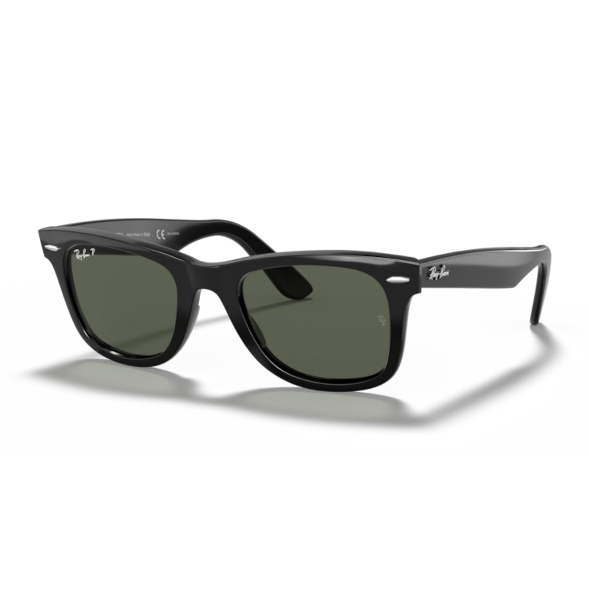 Ray-Ban Wayfarer RB2140 black sunglasses with green lenses
