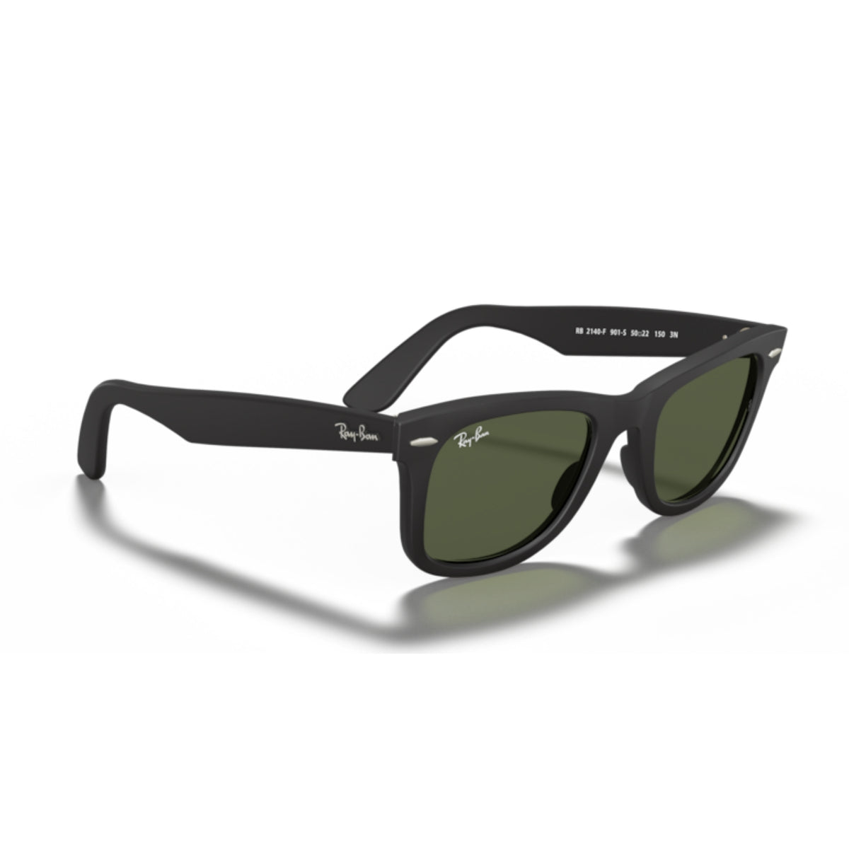 Ray-Ban Wayfarer RB2140F black sunglasses, angled view