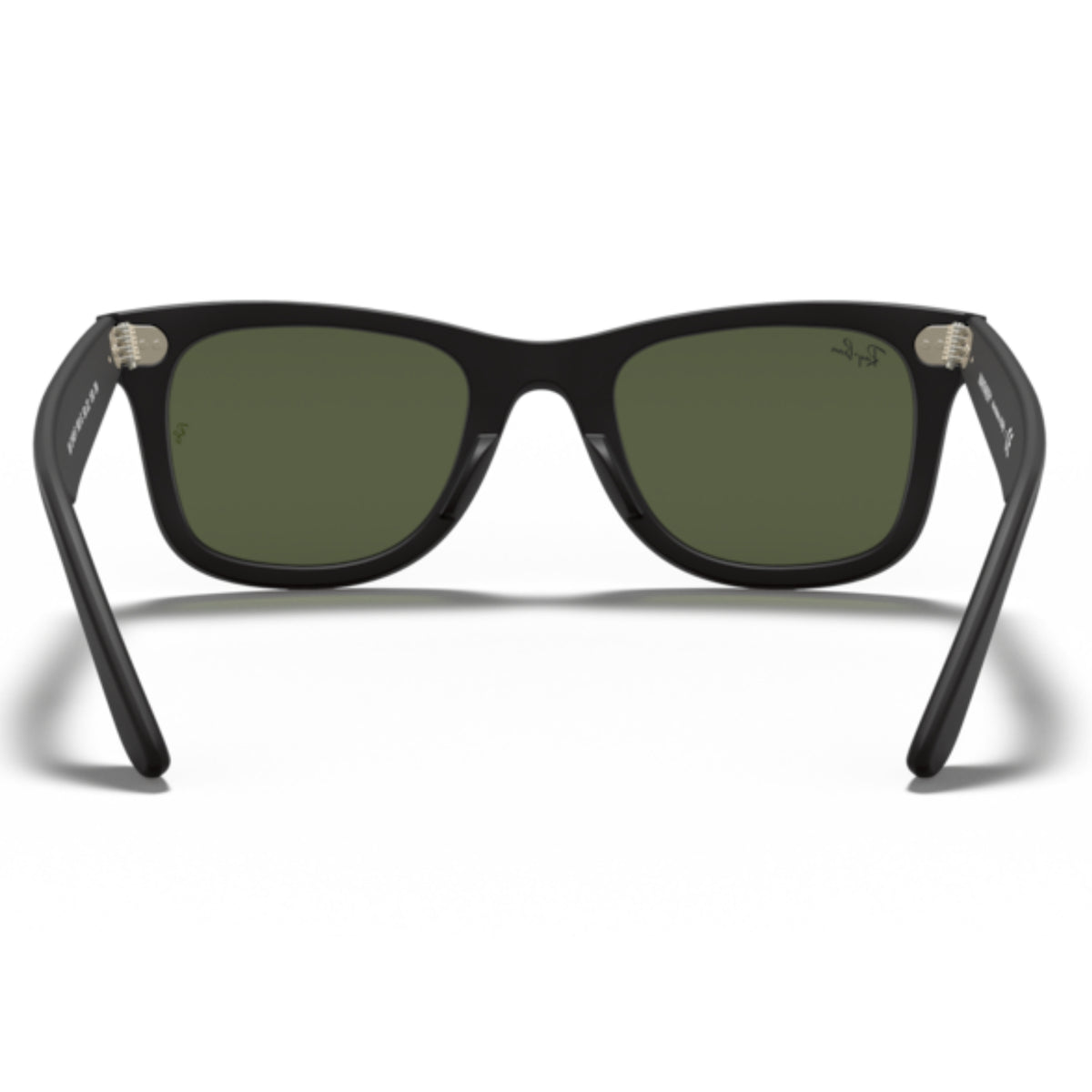 Ray-Ban Wayfarer RB2140F black sunglasses, back view of the frame and temples