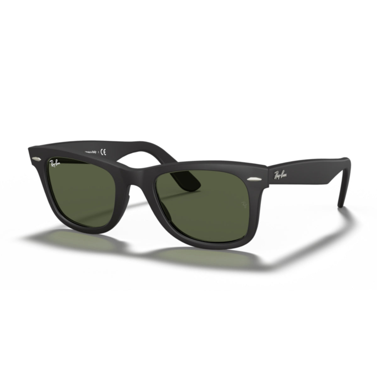 Ray-Ban Wayfarer RB2140F black sunglasses with G-15 green lenses