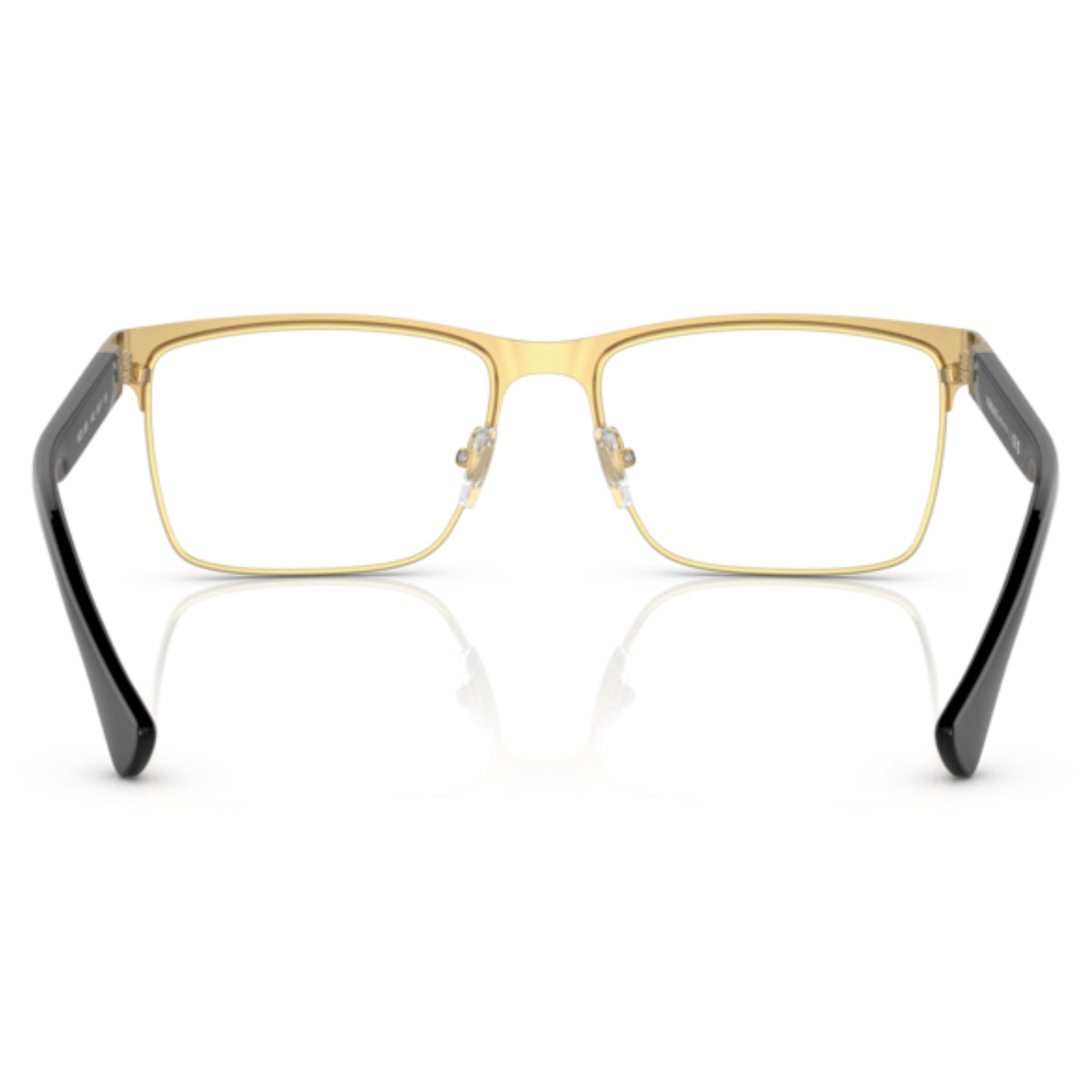Versace VE1285 black rectangle eyeglasses, back view of the frame and temples