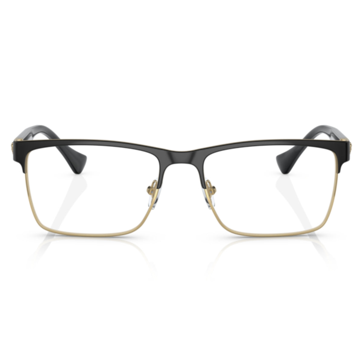 Versace VE1285 black rectangle eyeglasses, full-rim metal and plastic frame