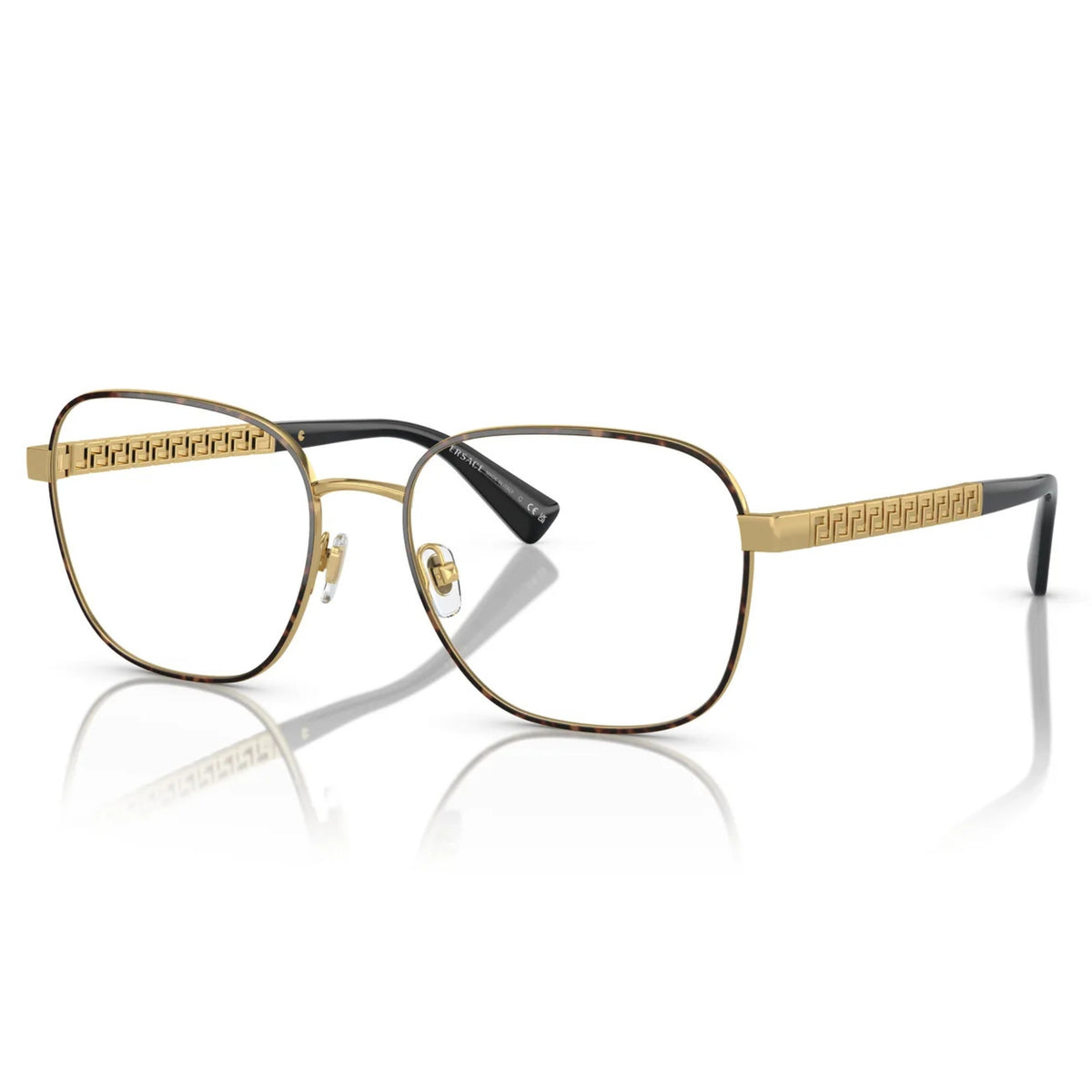 Versace VE1290 havana round eyeglasses with metal and plastic frame