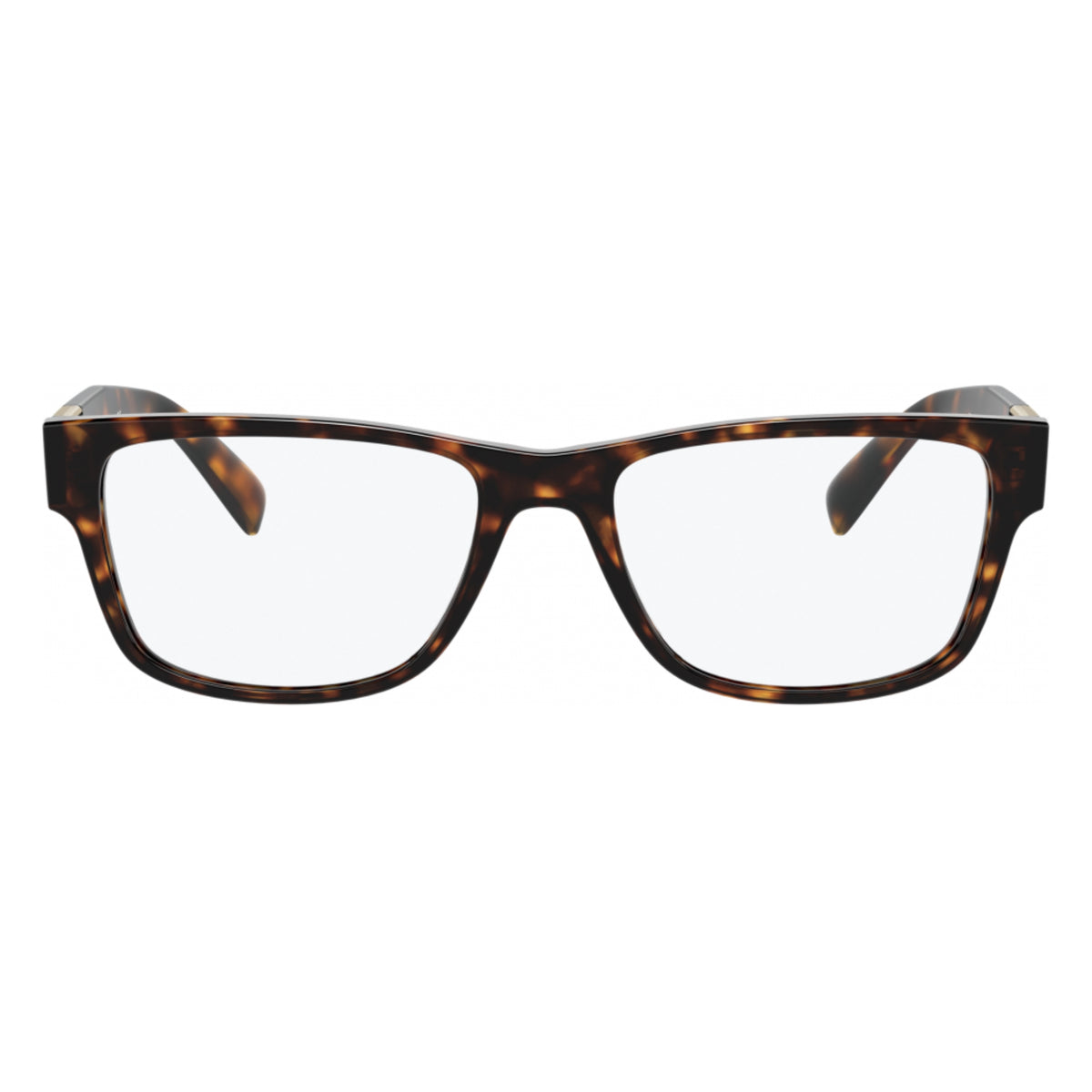 Versace VE3295 havana rectangle eyeglasses, full-rim metal and plastic frame