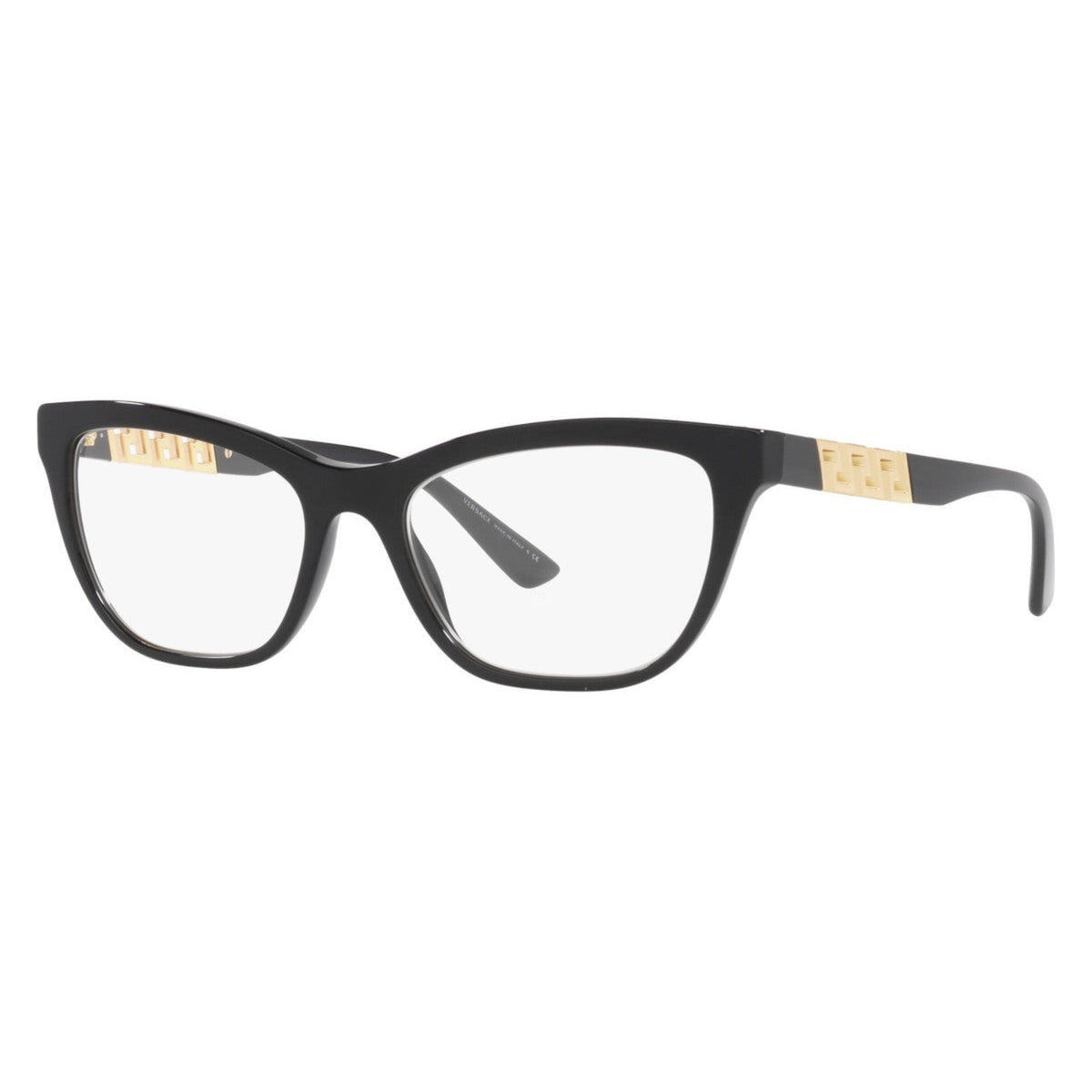 Versace VE3318 black square eyeglasses with metal and plastic frame