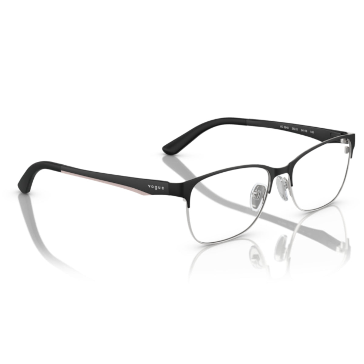 Vogue VO3940 matte black square eyeglasses, angled view