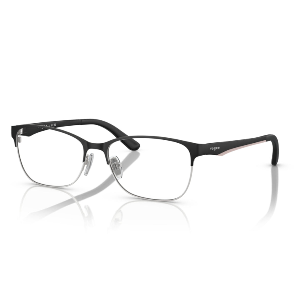 Vogue VO3940 matte black square eyeglasses with metal and plastic frame