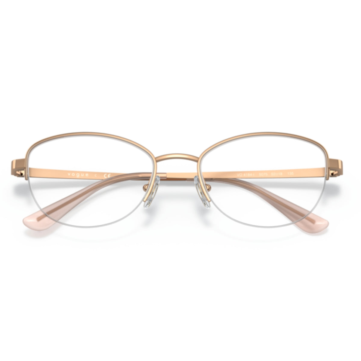 Vogue VO4184I rose gold square eyeglasses, front view with the temples folded