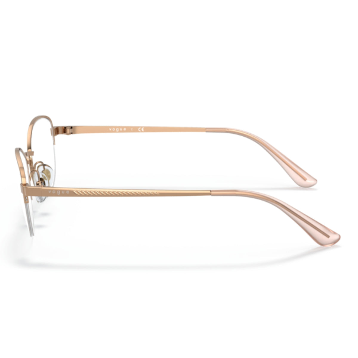 Vogue VO4184I rose gold square eyeglasses, side view of the rose gold temple