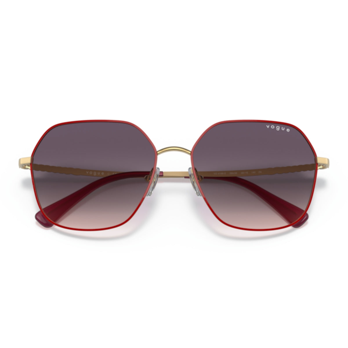 Vogue VO4198S top red/gold geometric sunglasses, front view with the temples folded