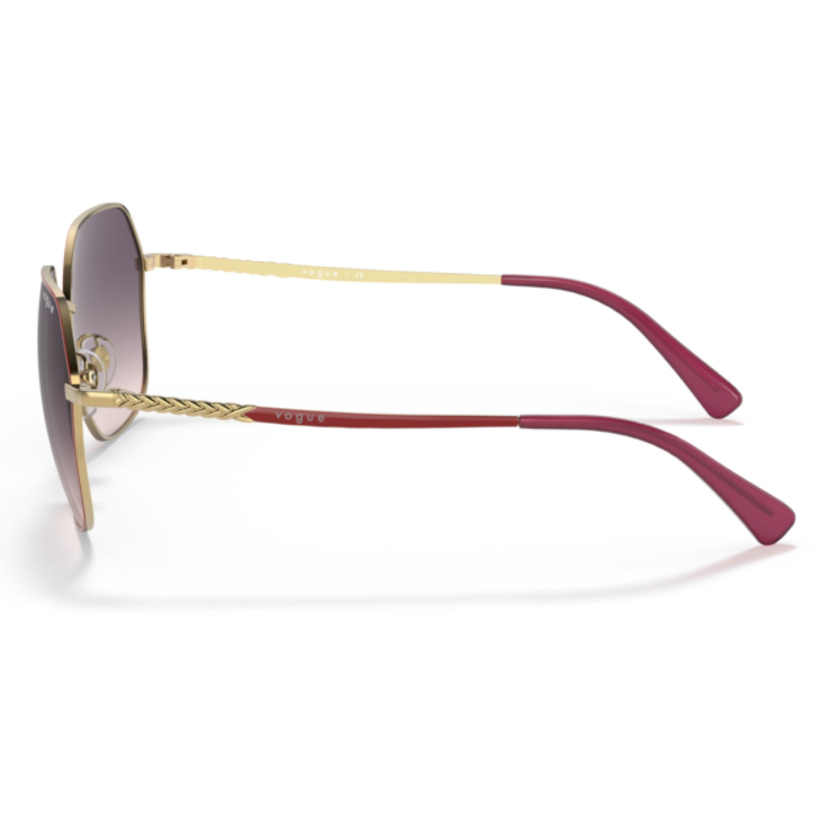 Vogue VO4198S top red/gold geometric sunglasses, side view of the top red/gold temple